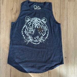 Chaser Kids Charcoal Tiger Print Tank Top